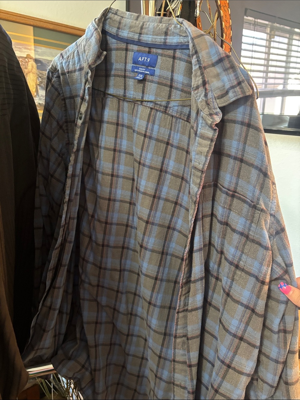 Apt. 9 Men's Plaid Shirt Jacket in Blue and Brown